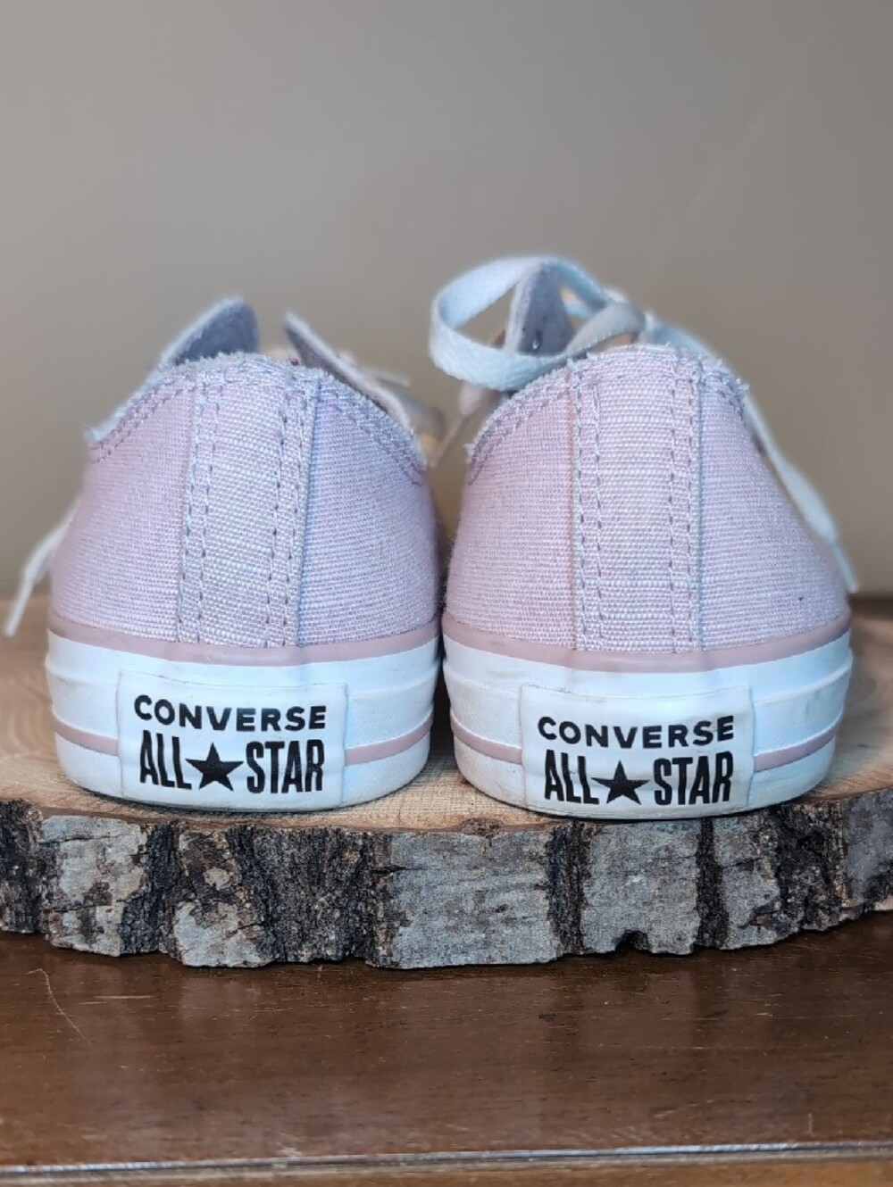 Converse Low Top Sneakers in Pale Pink and White - Picture 5 of 10